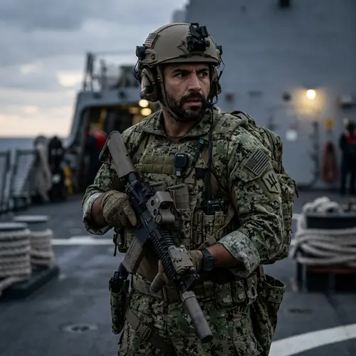 Hispanic Naval Special Forces Soldier in Tactical Gear