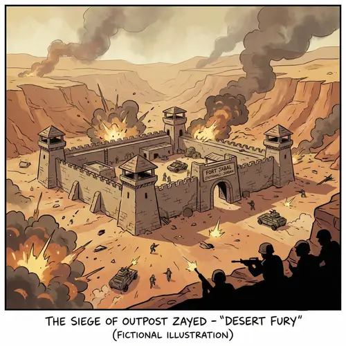Imaginary Military Compound in Desert Siege - Artwork
