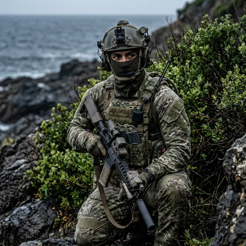 Mexican Navy Special Forces Soldier in Tactical Camouflage Gear