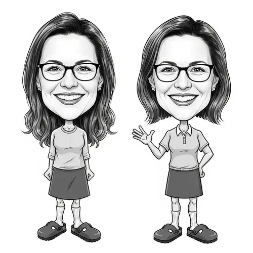 Fun Cartoon Character Sketch in Black and White