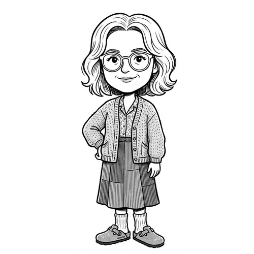 Fun Cartoon Character Sketch in Black and White