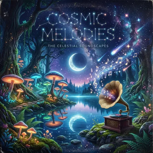 Surrealistic Album Cover Art for Cosmic Melodies