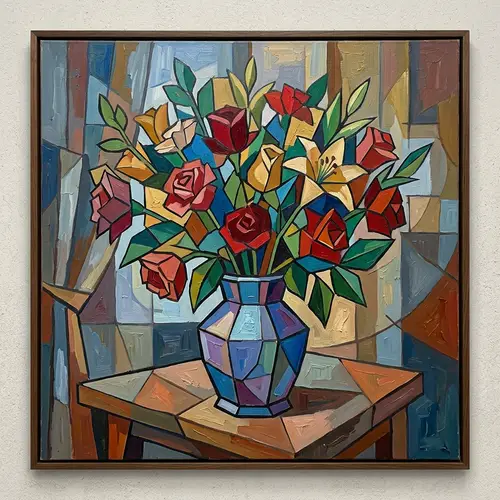 Beautiful Flower Bouquet in Picasso Style Vase