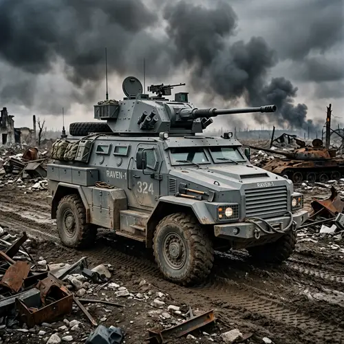 Armored Combat Vehicle in Grey | Desert Battlefield Scene