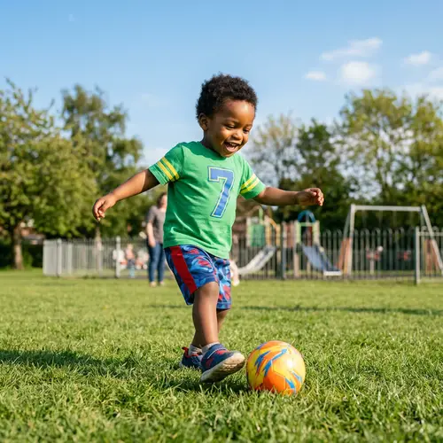 African Toddler Playing Football - Joyful Sports Moment