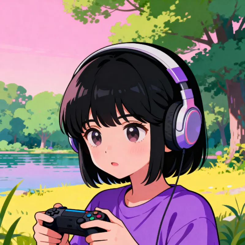 Cute Anime Girl in Lo-Fi Aesthetic