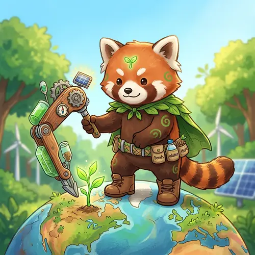 Cute Mascot Saving the World with Sustainability