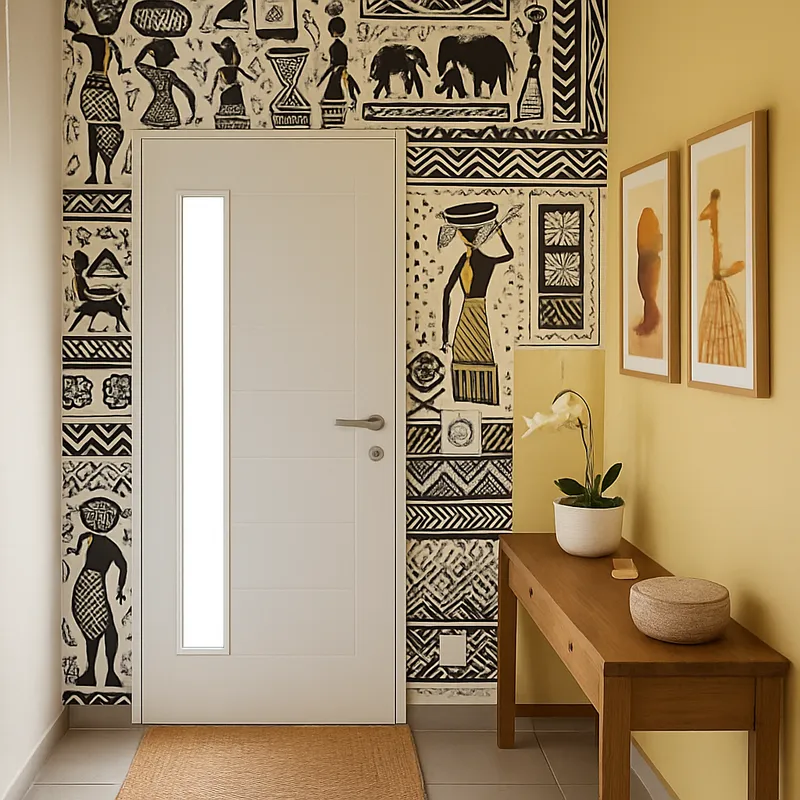 Elegant Black and White African-Inspired Wallpaper Elegant Black and White African-Inspired Wallpaper