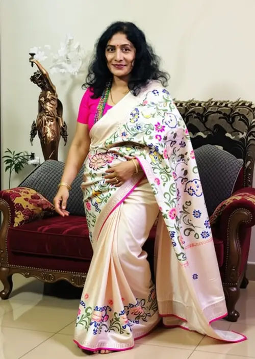 Indian Woman in Saree Walking Gracefully