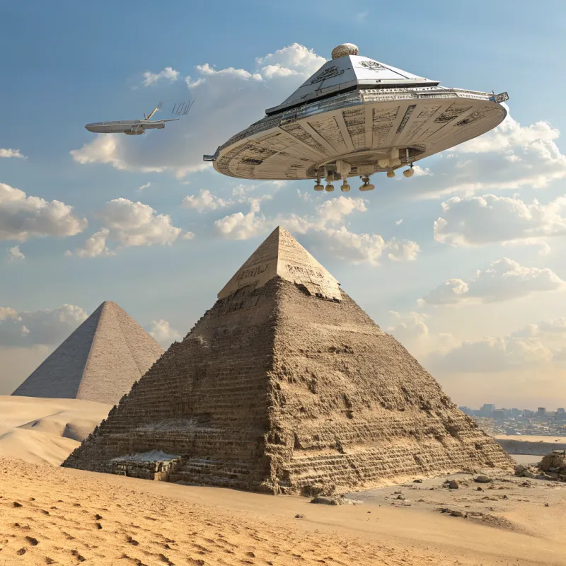 Spaceship Over Egyptian Pyramid - A Stunning View Spaceship Over Egyptian Pyramid - A Stunning View
