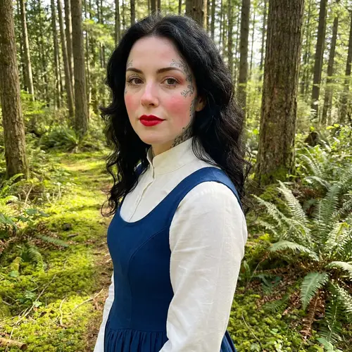 Serene Forest Portrait: Snow White with Face Tattoos