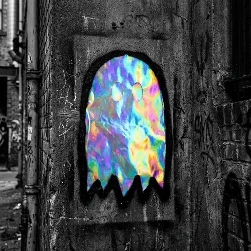 Black and White Ghost Stencil with Holographic Twist