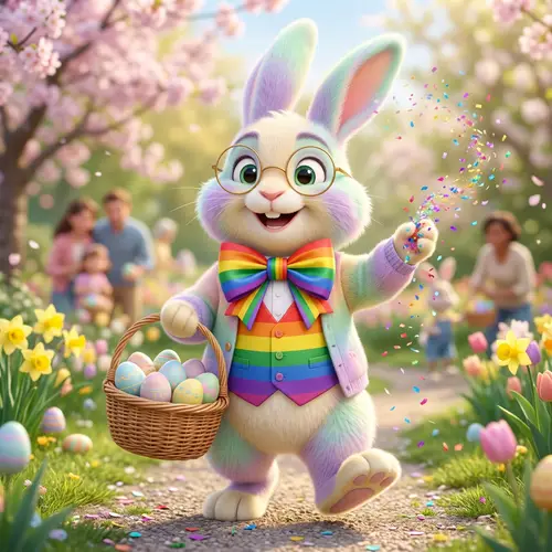 Gay Rainbow Easter Bunny | LGBTQ+ Pride Celebrations