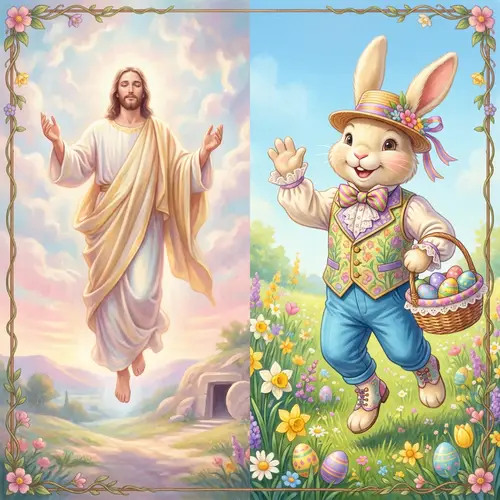 Divine Easter Art: Jesus Rising & Joyful Transgender Rabbit