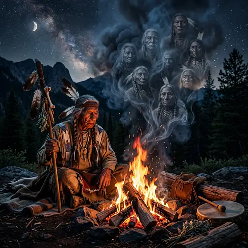 Native American Shaman Staring into Campfire | Ancestral Spirits Revealed