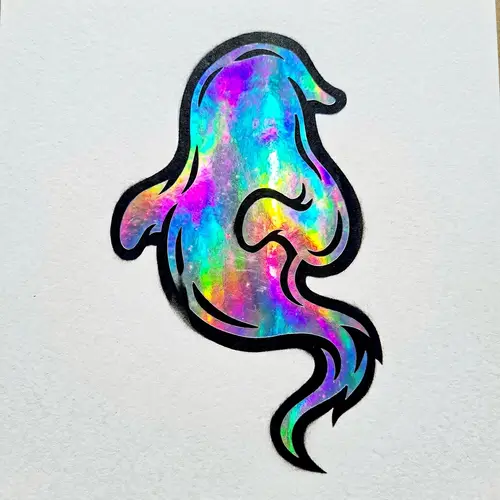 Ghost Stencil: Holographic Interior on Black and White Image