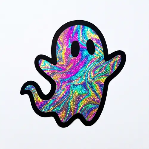 Black and White Ghost Stencil with Holographic Interior