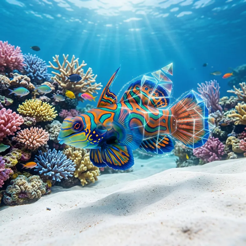 Vibrant Mandarinfish Metamorphosis in Crystal Clear Sea