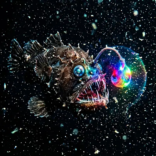 Anglerfish in Dark Depths | Bioluminescent Ocean Creature