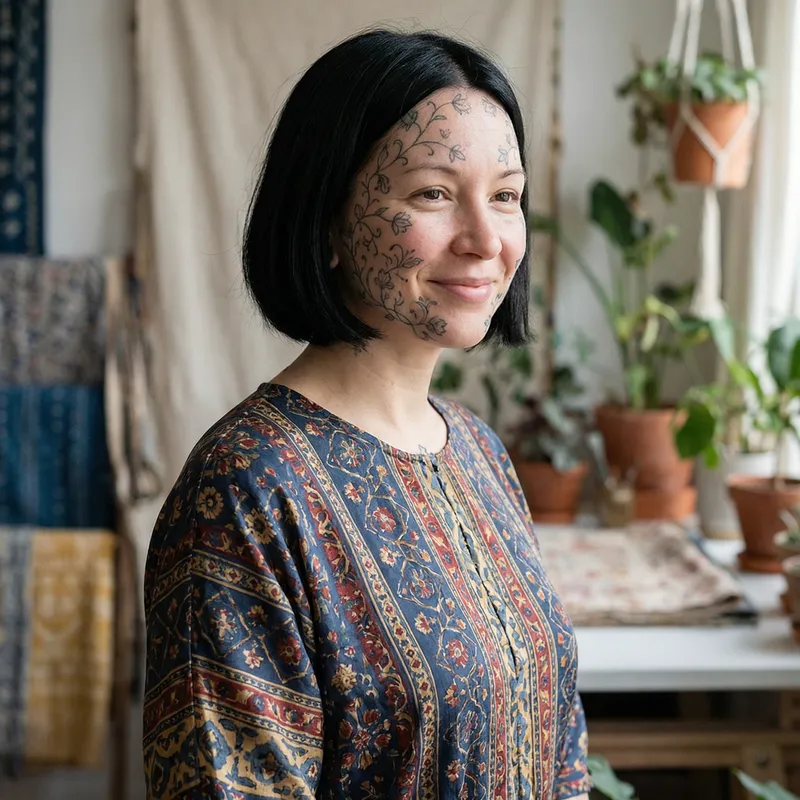 Snow White with Intricate Facial Tattoos - Fantasy Art