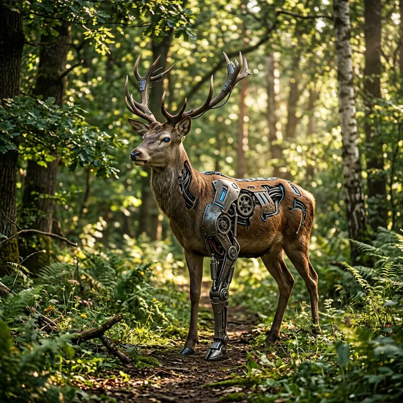 Cybernetic Deer: Realistic Fusion of Nature and Machinery