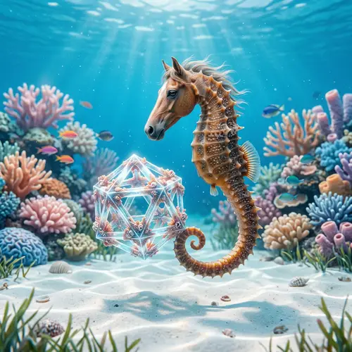 Realistic Seahorse with Horse Head Swimming in Crystal Clear Water