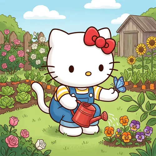Hello Kitty - Cute White Cartoon Cat with Red Bow