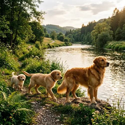 Realistic Golden Retriever Evolution by Beautiful River