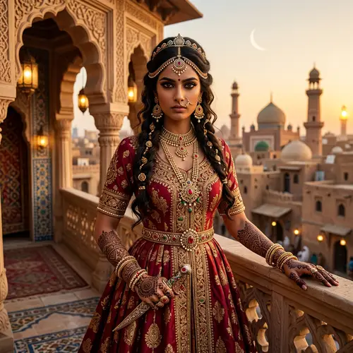 South Asian Princess with Intricate Henna Tattoos | Aladdin Style