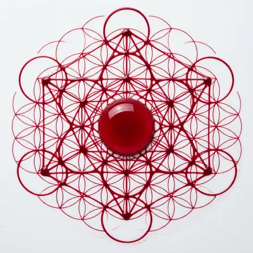 Sacred Geometrical Shapes Formed by Red Fluid Drop