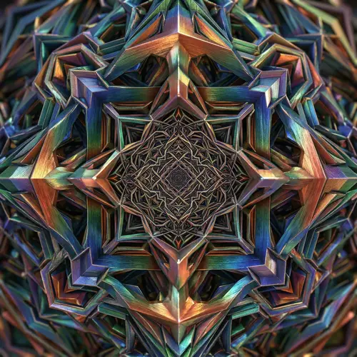 Colorful Metallic Geometric Fractal Art for Depth & Vibrancy