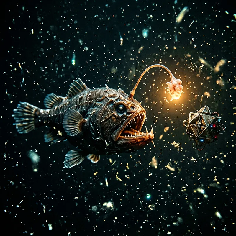Realistic Anglerfish in Dark with Lightbulb Antenna