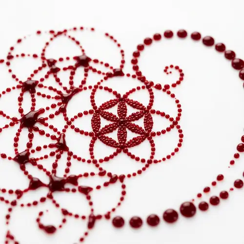 Sacred Geometrical Blood Droplets | Intricate Shapes in White Background