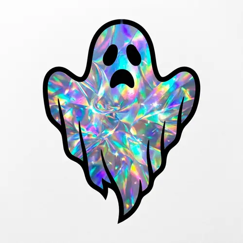 Ghost Stencil Art with Holographic Interior | Captivating Monochrome Image