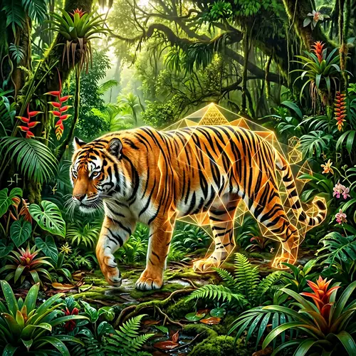 Magical Realism: Tiger Morphing Into Geometry