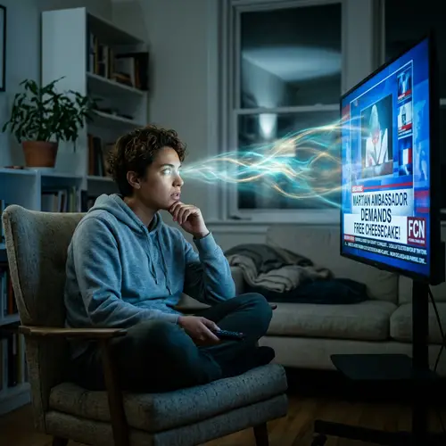 Captivated Viewer: Unreal News Broadcasts Sparking Intrigue