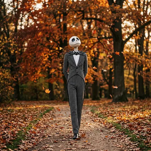 Jack Skellington Enjoying Tranquil Autumn Day