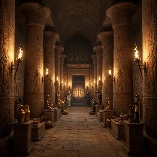 Mythical Halls of Amenti: Ancient Egyptian Subterranean Scene