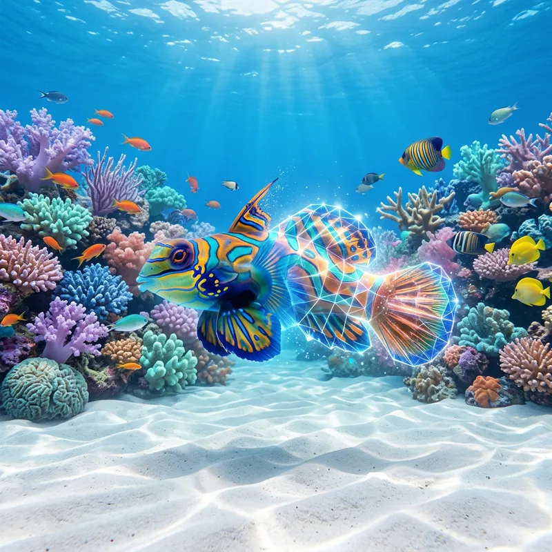 Majestic Mandarinfish Metamorphosis in Crystal Clear Waters