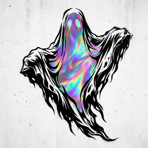 Black & White Ghost Stencil with Holographic Interior