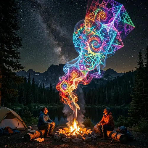 Campfire Smoke Transforms into Colorful Fractal Art
