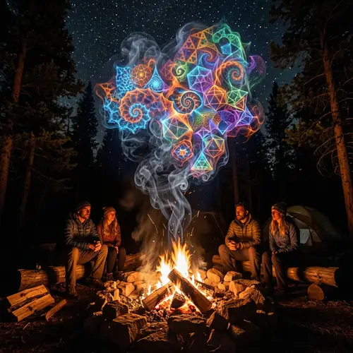 Campfire Smoke Transforms into Colorful Geometric Fractal