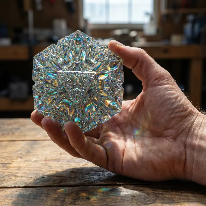 Vibrant Geometrical Fractal Held in Hand