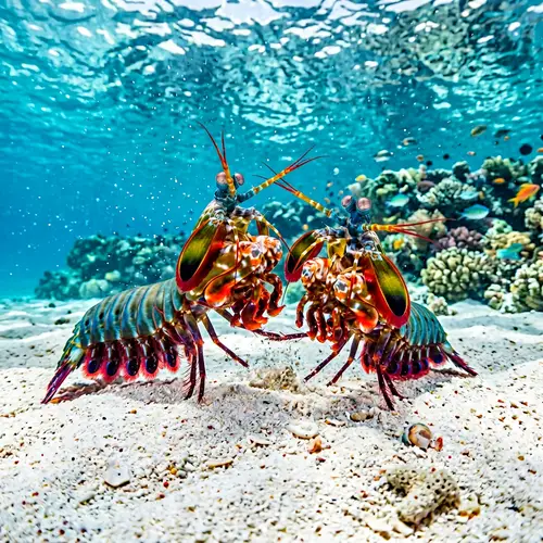 Realistic Mantis Shrimp Fighting on White Sands | Wildlife Battle