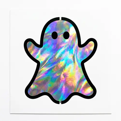 Black and White Ghost Stencil with Holographic Interior