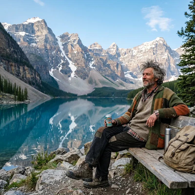 Tranquil Moment at Mountain Lake with Beetlejuice