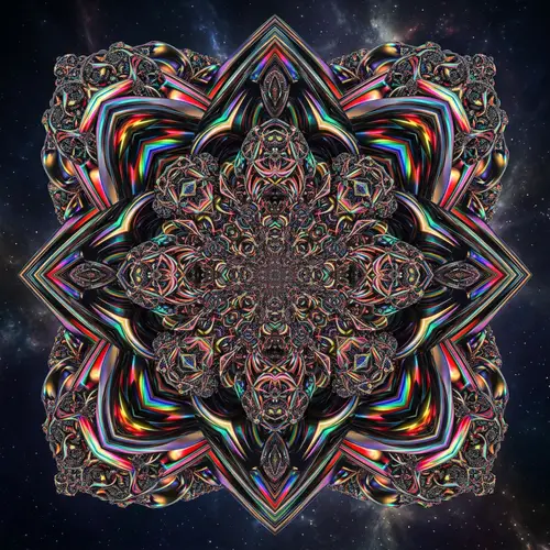 Colorful Metallic Geometrical Fractal Art