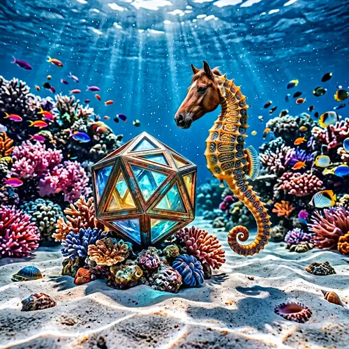 Realistic Seahorse with Horse Head Swimming in Underwater Paradise