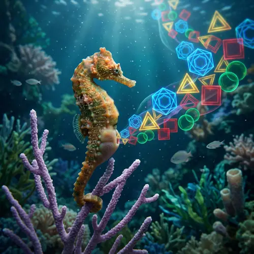 Realistic Seahorse Art: Geometric Patterns Birthed in Aquatic Harmony