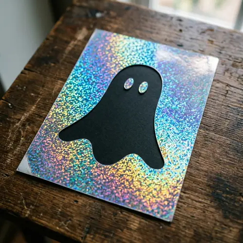 Black and White Ghost Stencil with Holographic Inside